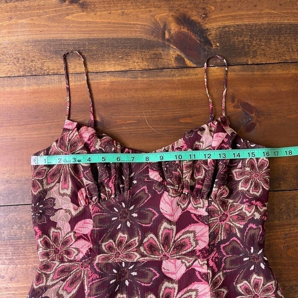 LOFT Y2K Gauzy Sleeveless Fit Flare Dress Babydoll Flowy Floral Women's 8 Petite - Picture 7 of 9